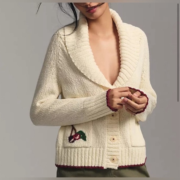 Anthropologie Maeve Cherry Cardigan Sweater - Picture 2 of 9